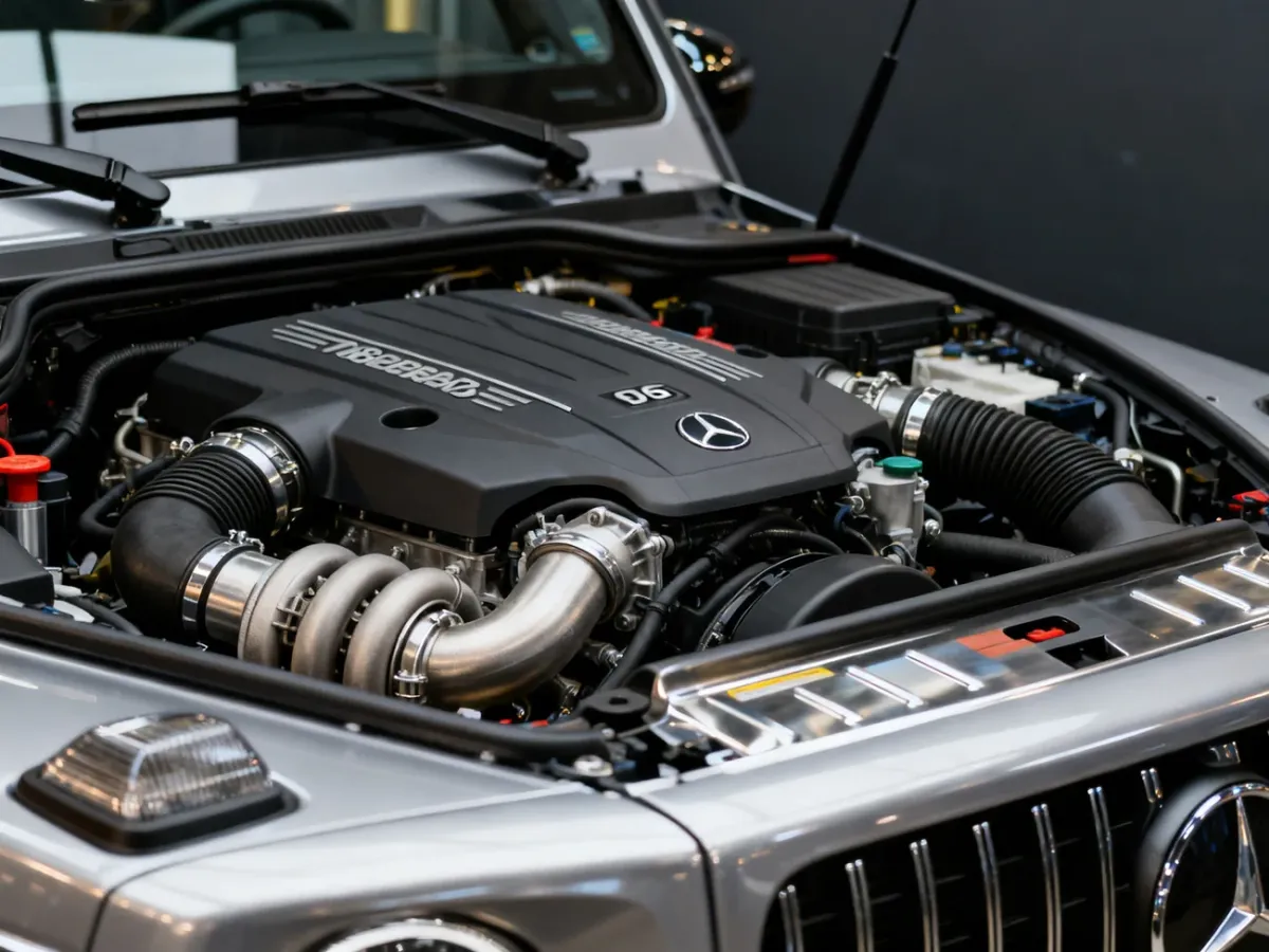 Silnik wysokoprężny V6 w komorze silnika dużego SUV-a
