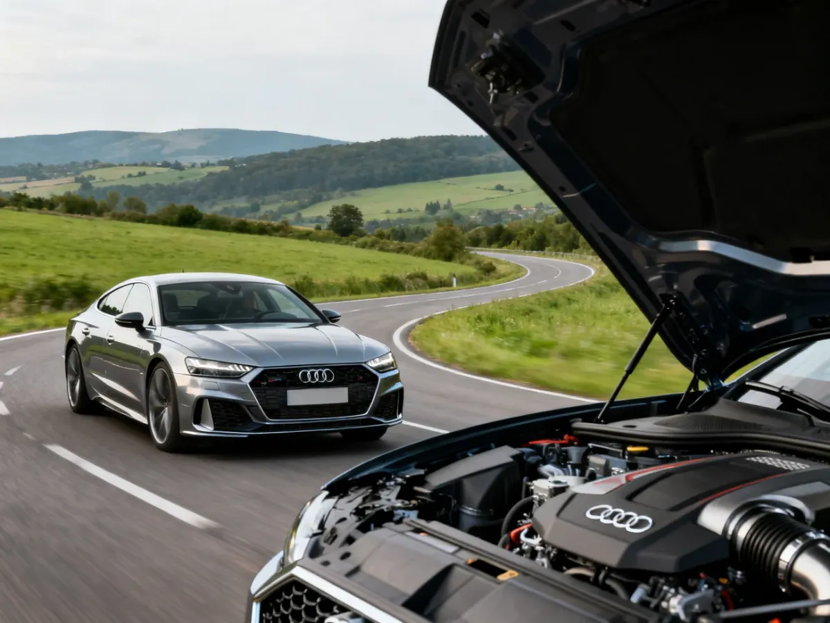 Samochody Audi z silnikiem 45 TFSI na krętej drodze