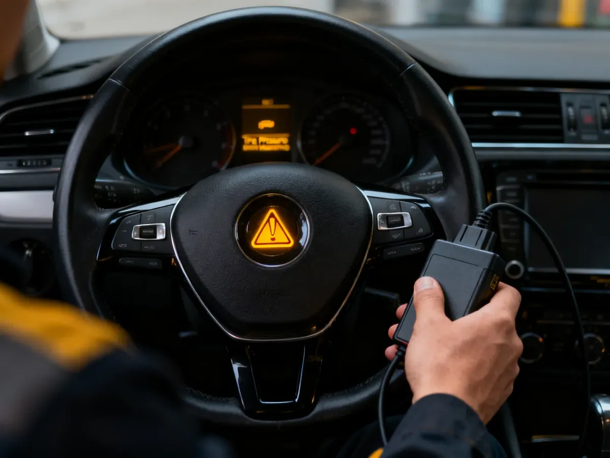 Kontrolka TPMS na desce rozdzielczej podczas diagnostyki samochodu