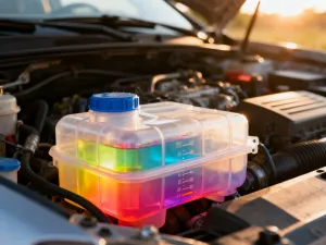 Otwarta maska Volkswagena Golfa IV z widoczną obudową filtra powietrza oraz przygotowanymi narzędziami mechanika.