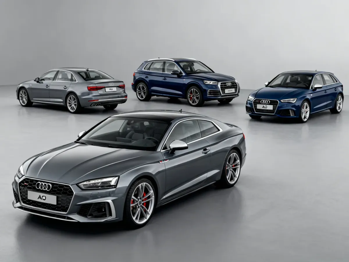 Kilka modeli Audi reprezentujących różne wersje oznaczenia 40 TFSI