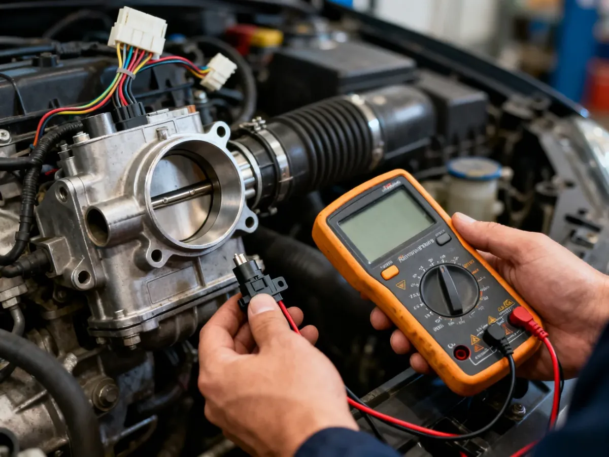 Mechanik mierzący czujnik położenia przepustnicy multimetrem